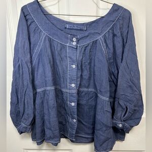 We The Free Indigo Button-Up Blouse